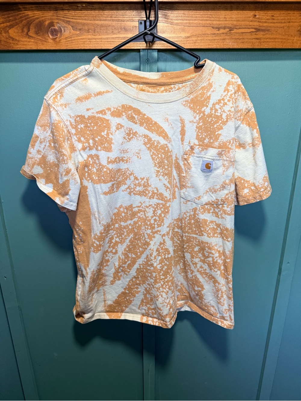 Carhartt Peach and White Tie-Dye Pocket Tee - XL